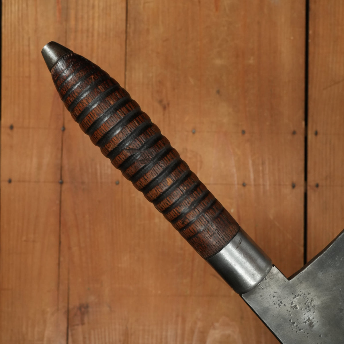 L W 8.75" Cleaver / Splitter Hand Forged Carbon Steel Turned Handle USA? France? Late 1800s-1900s