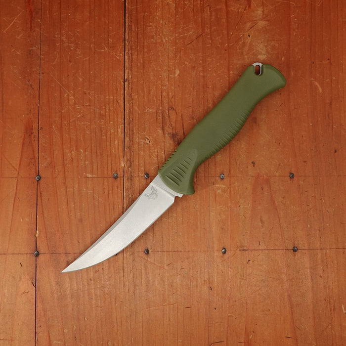 Benchmade 15505 Meatcrafter 4" Trailing Point CPM-154 Fixed Blade Dark Olive Santoprene Handlewith Sheath