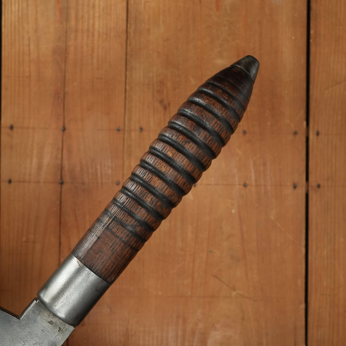 L W 8.75" Cleaver / Splitter Hand Forged Carbon Steel Turned Handle USA? France? Late 1800s-1900s