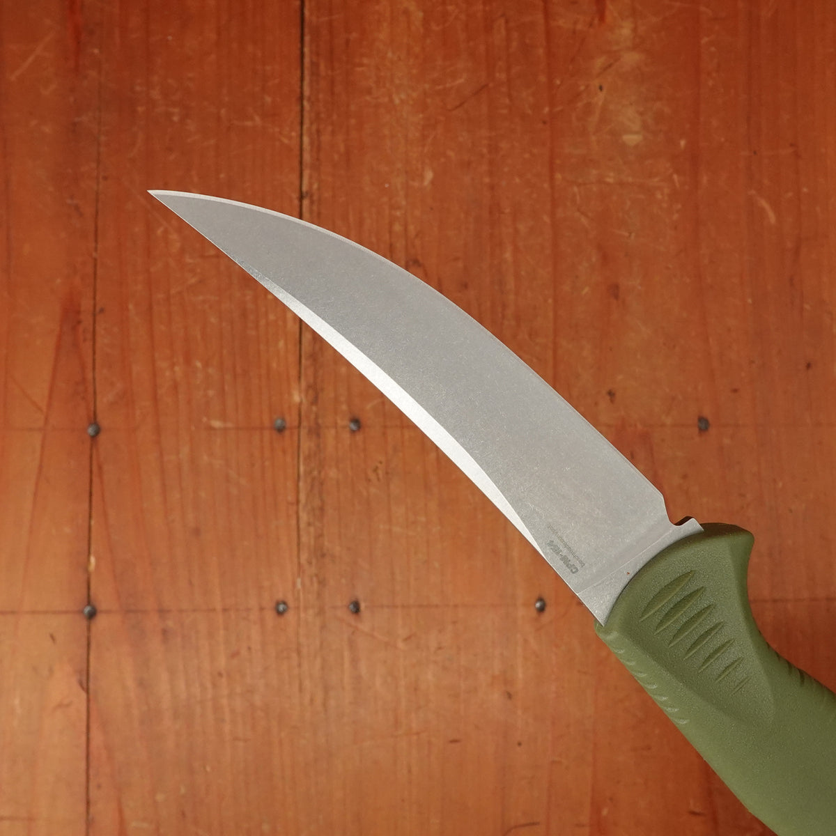 Benchmade 15505 Meatcrafter 4" Trailing Point CPM-154 Fixed Blade Dark Olive Santoprene Handlewith Sheath