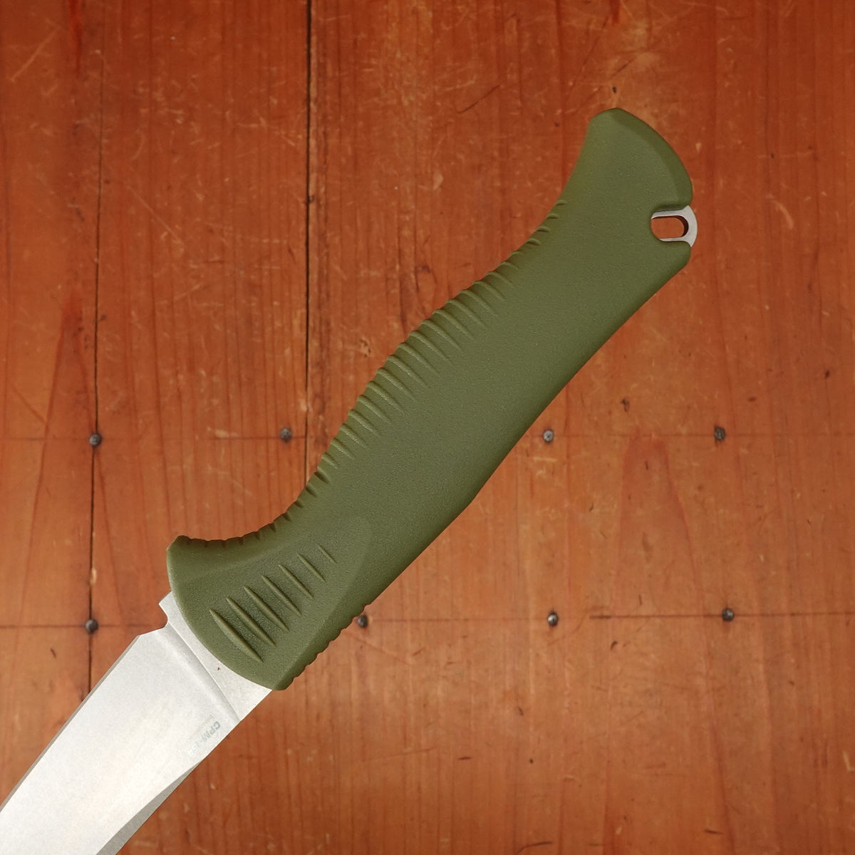 Benchmade 15505 Meatcrafter 4" Trailing Point CPM-154 Fixed Blade Dark Olive Santoprene Handlewith Sheath