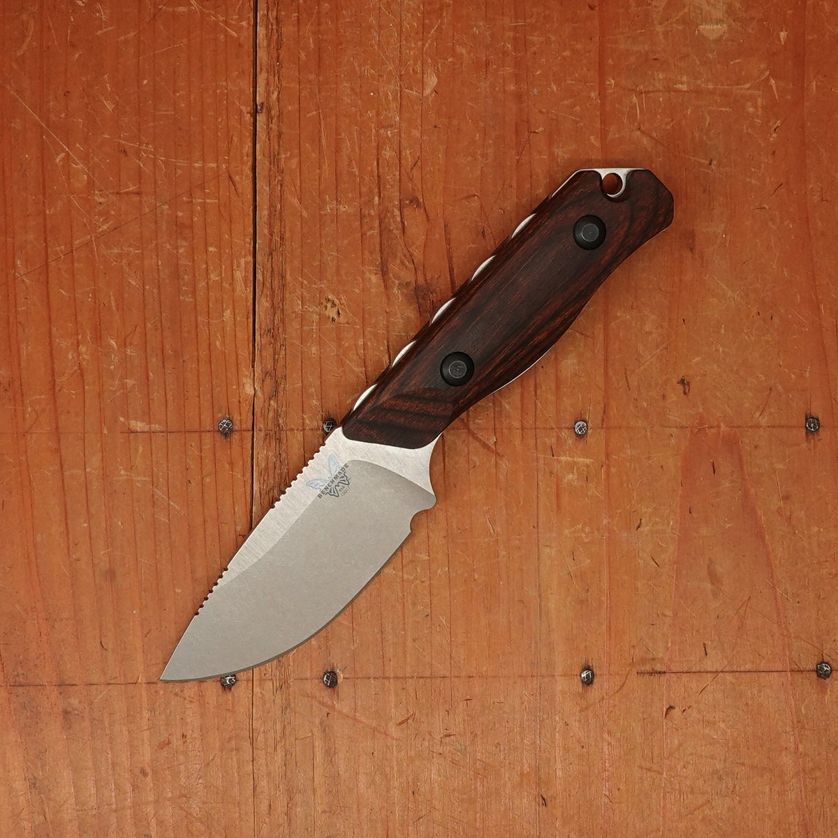 Benchmade 15017  Hidden Canyon Hunter Drop-point CPM-S30V Stabilized Wood Handle With Leather Sheath