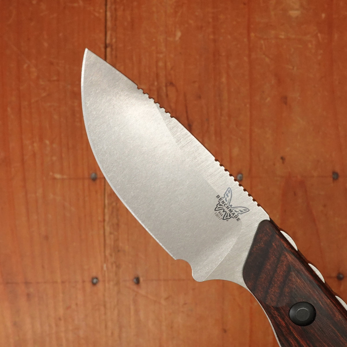 Benchmade 15017  Hidden Canyon Hunter Drop-point CPM-S30V Stabilized Wood Handle With Leather Sheath