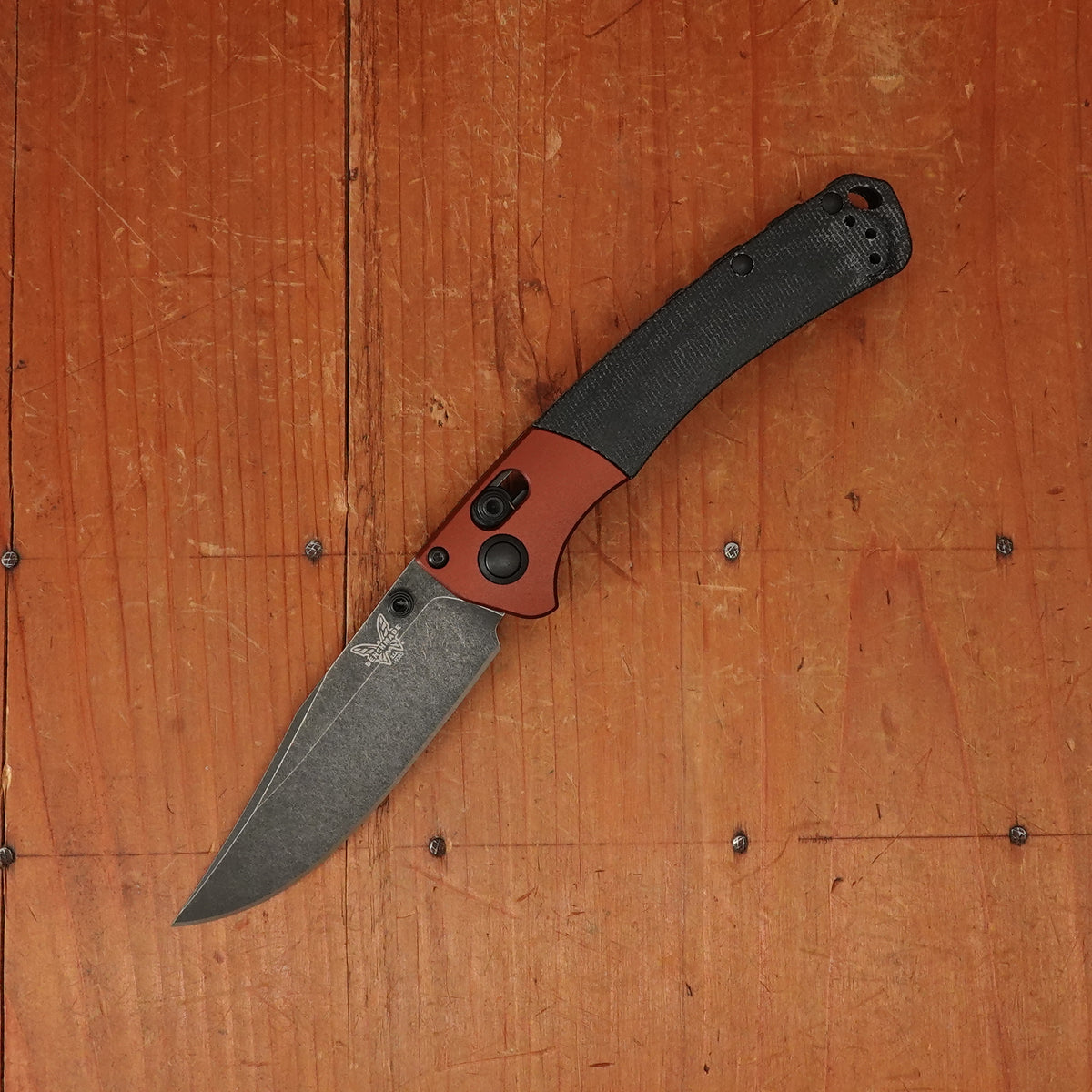 Benchmade 15085BK-04 Mini Crooked River Clip Point MagnaCut Burnt Copper Black Micarta
