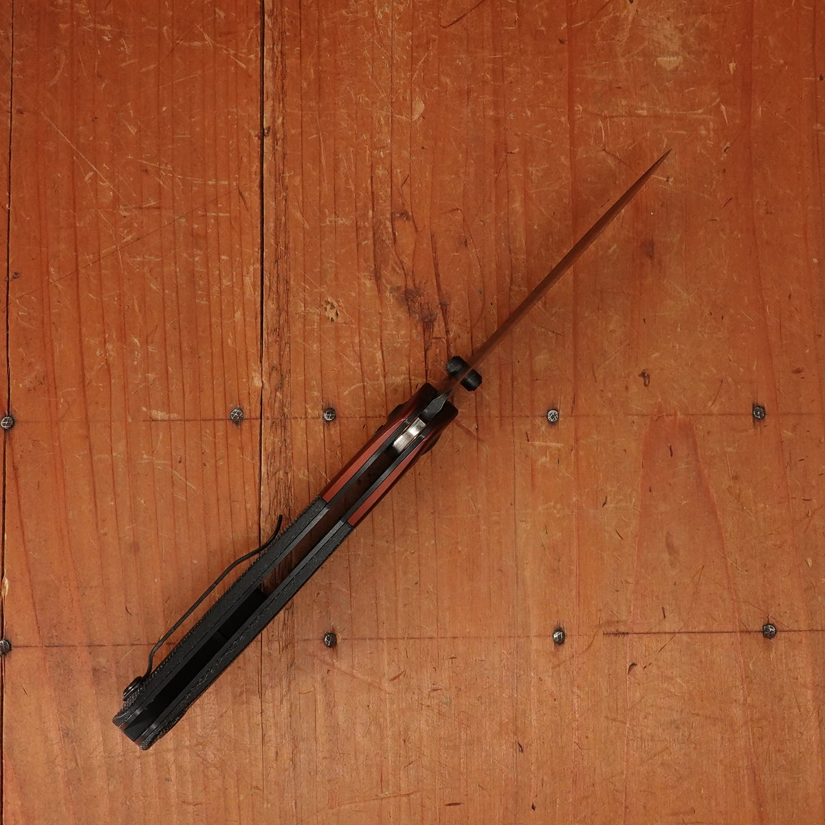 Benchmade 15085BK-04 Mini Crooked River Clip Point MagnaCut Burnt Copper Black Micarta