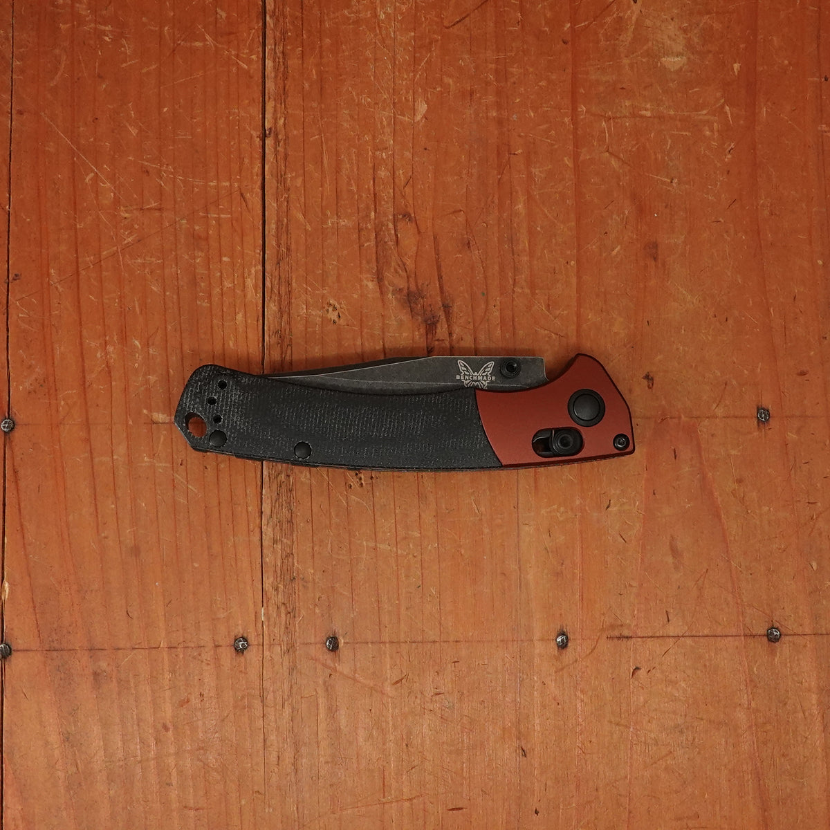 Benchmade 15085BK-04 Mini Crooked River Clip Point MagnaCut Burnt Copper Black Micarta