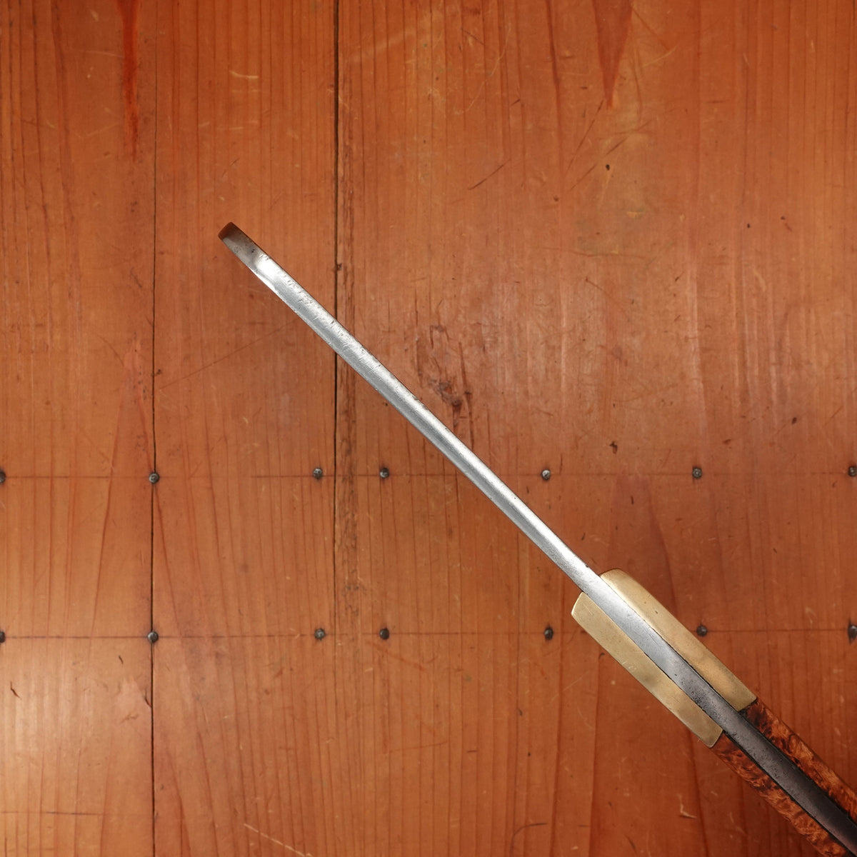 Antique 8.5" Cleaver Hand Forged Carbon Steel Brass & Burl France?