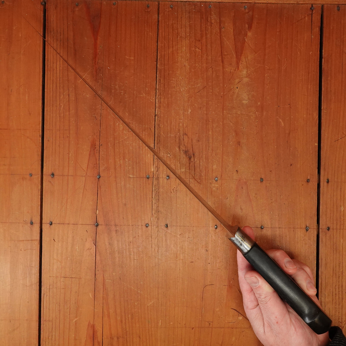 Sabatier Rue St Honore 13.5" Chef Knife Nogent / Cuisine Masif Carbon Steel & Ebony Paris / Thiers France 1890s-1920s