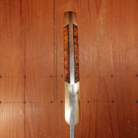 Antique 8.5" Cleaver Hand Forged Carbon Steel Brass & Burl France?