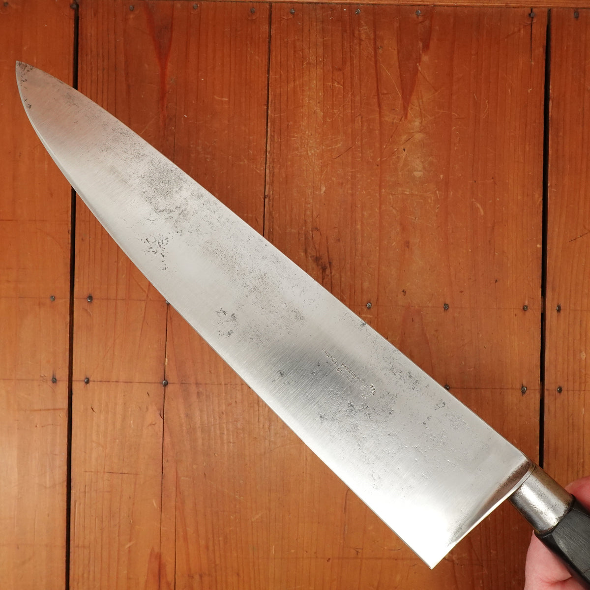 Sabatier Rue St Honore 13.5" Chef Knife Nogent / Cuisine Masif Carbon Steel & Ebony Paris / Thiers France 1890s-1920s