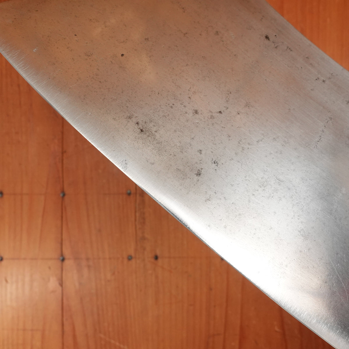 Antique 8.5" Cleaver Hand Forged Carbon Steel Brass & Burl France?