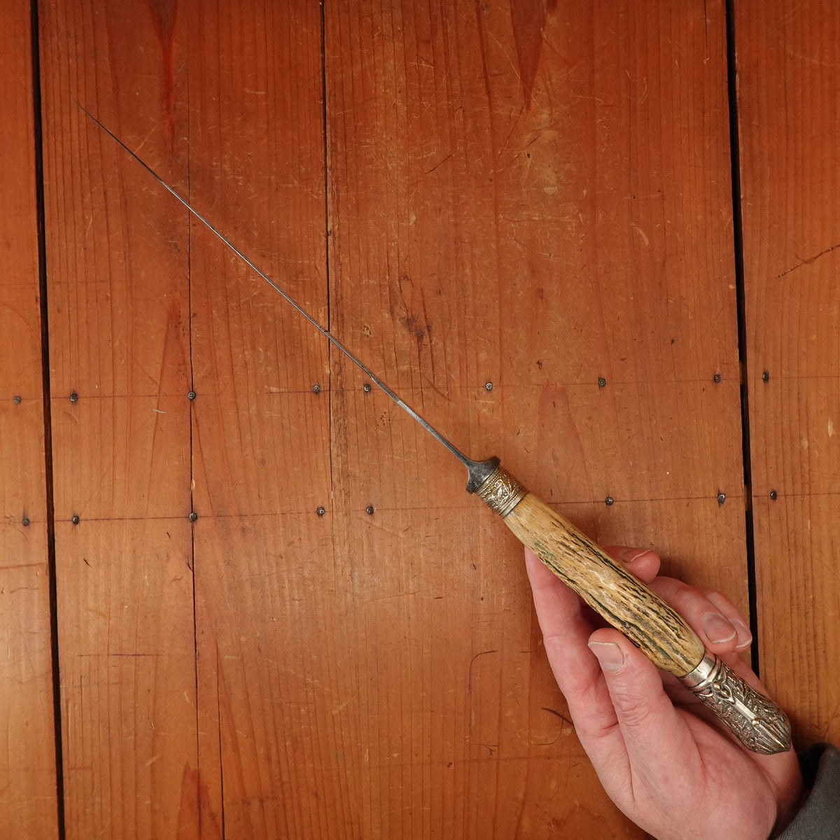 Meriden Brittania Co 9" Carving Knife Carbon Steel Crown Stag 1852-1898