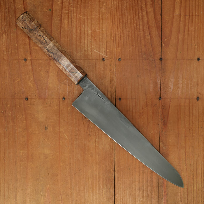 Rolin Knives 210mm Gyuto Lohman Carbon Kurouchi Spalted Maple & Black G10 with Saya