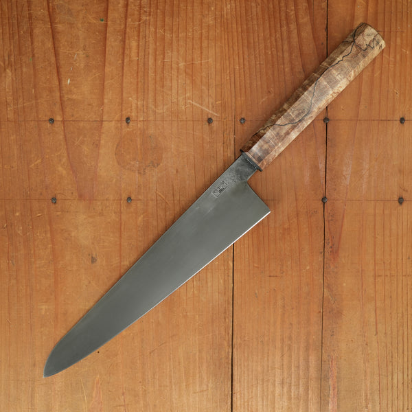 Rolin Knives 210mm Gyuto Lohman Carbon Kurouchi Spalted Maple & Black G10 with Saya