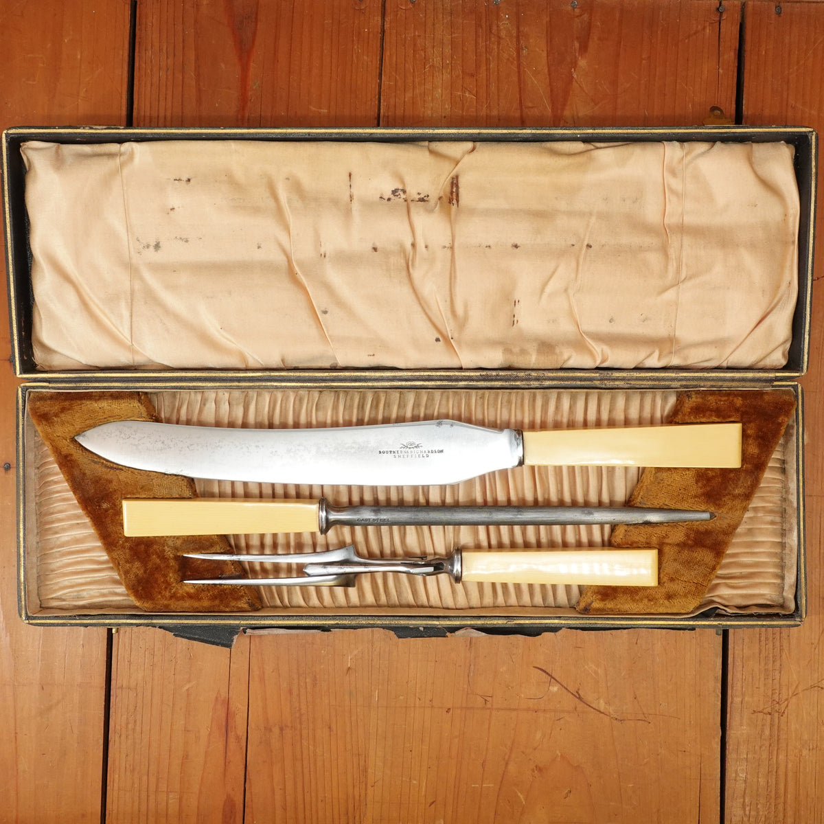 Southern & Richardson Carving Set Shear Steel & Celluloid In Box Sheffield 1920s