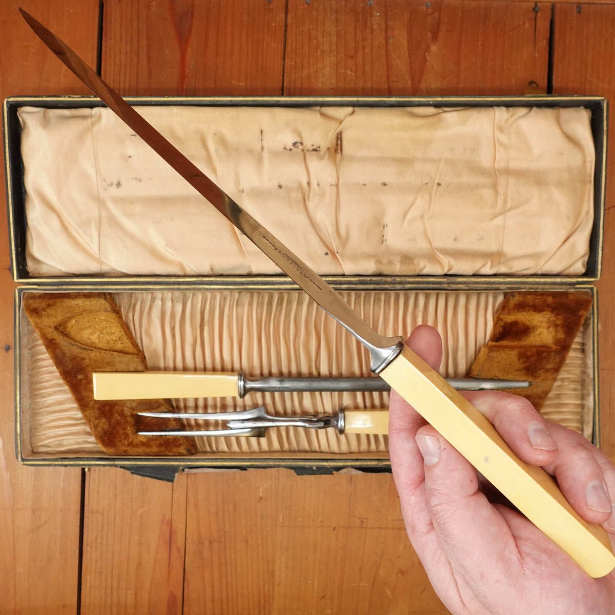 Southern & Richardson Carving Set Shear Steel & Celluloid In Box Sheffield 1920s