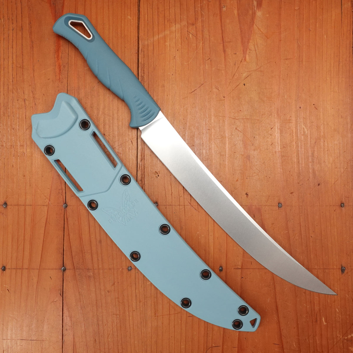 Benchmade 18020 Fishcrafter 9” Trailing Point CPM-Magnacut Fixed Blade Depth Blue Santoprene with Sheath