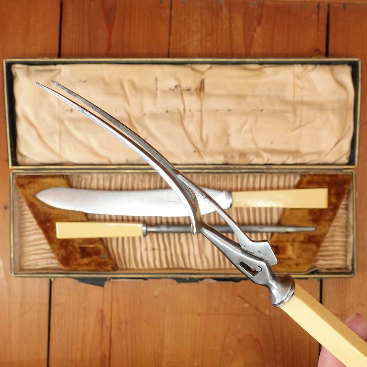 Southern & Richardson Carving Set Shear Steel & Celluloid In Box Sheffield 1920s