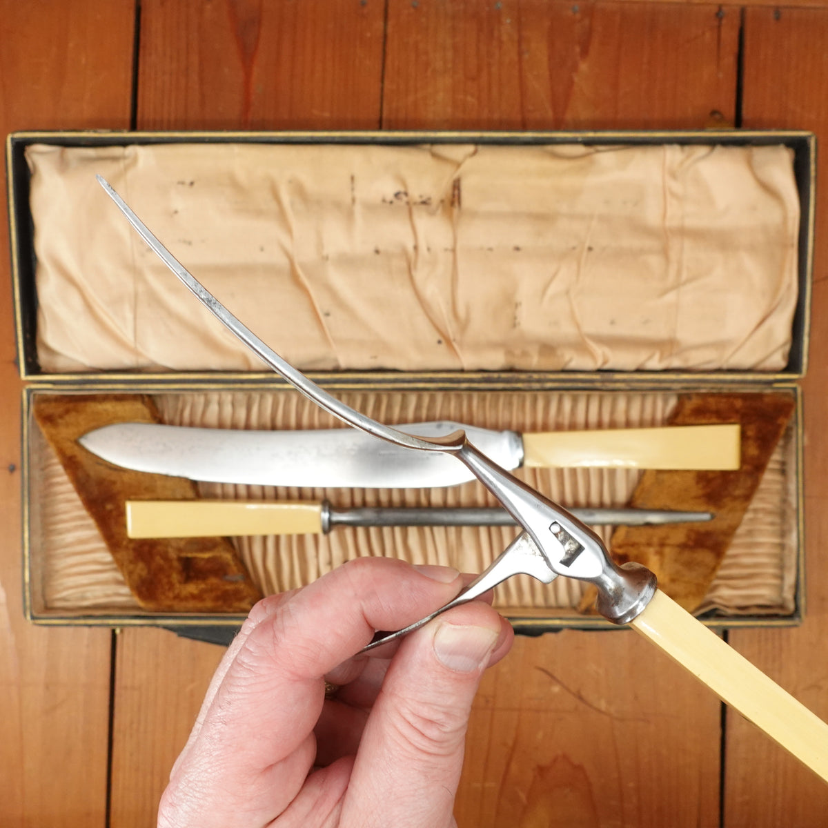 Southern & Richardson Carving Set Shear Steel & Celluloid In Box Sheffield 1920s
