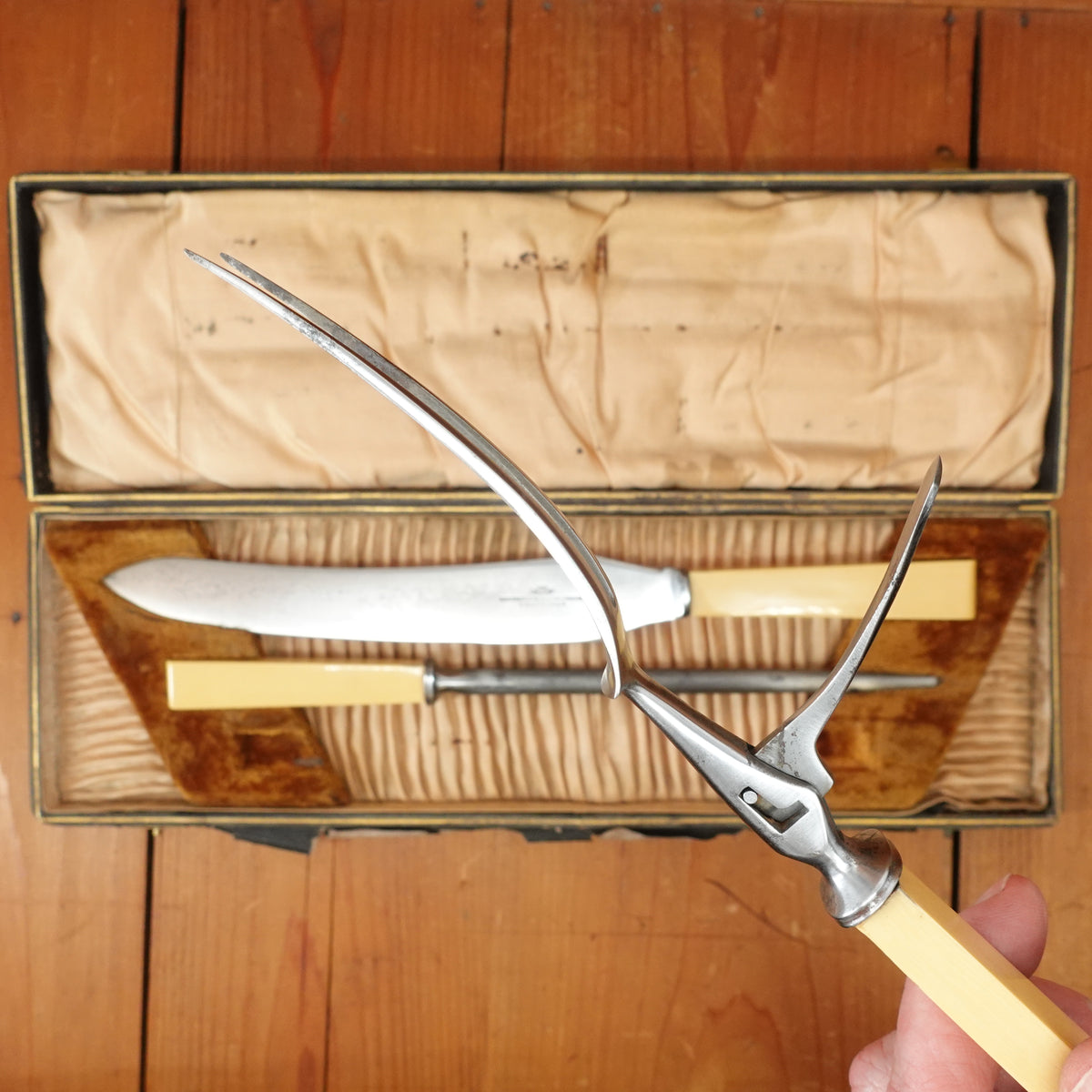 Southern & Richardson Carving Set Shear Steel & Celluloid In Box Sheffield 1920s