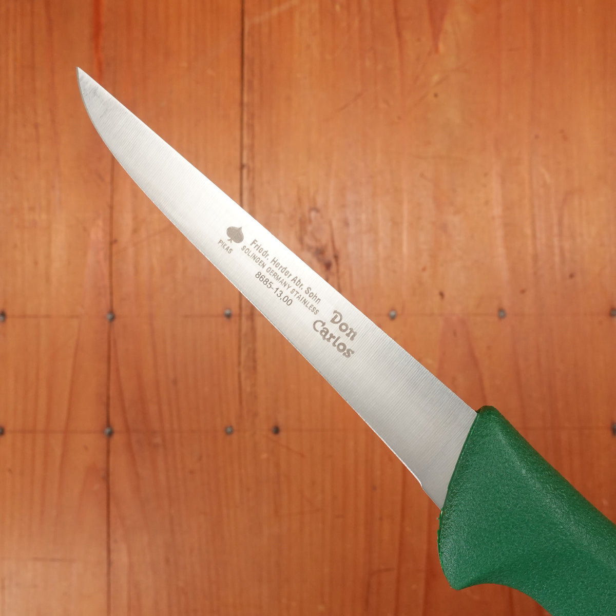 Friedr Herder Don Carlos 5” Boning Knife Straight Stiff Stainless Green