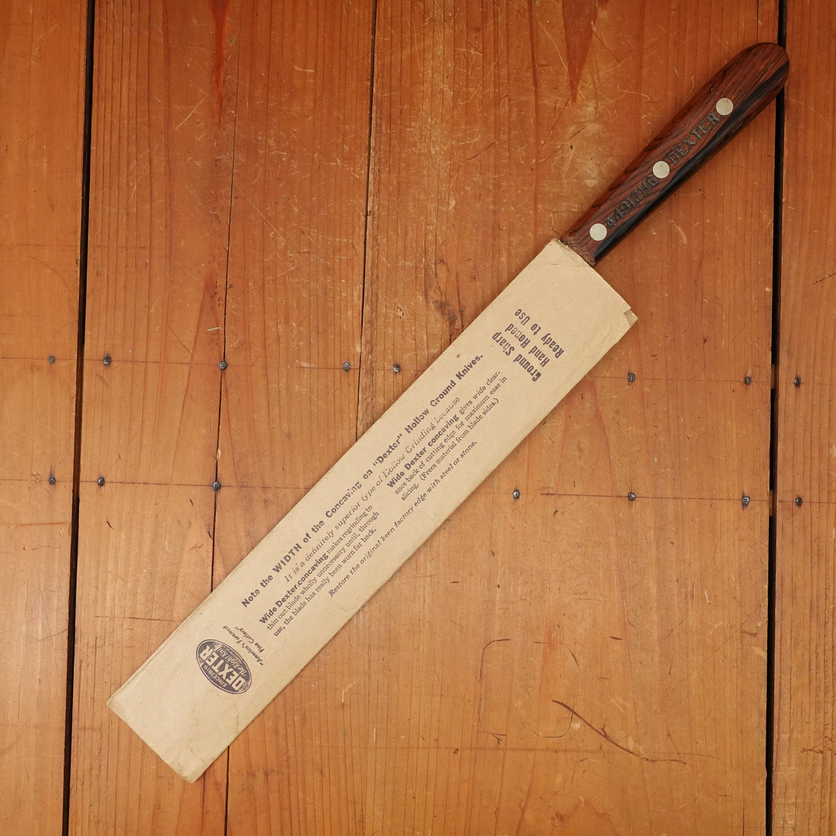 Dexter 12" Slicer Mirror Polished Spine Hollow-ground Carbon Steel & Rosewood 1950-60s