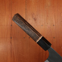 Kaji-bei 165mm Santoku Iron Clad Aogami 2 Suminagashi Kurouchi Burnt Chestnut/Horn Handle