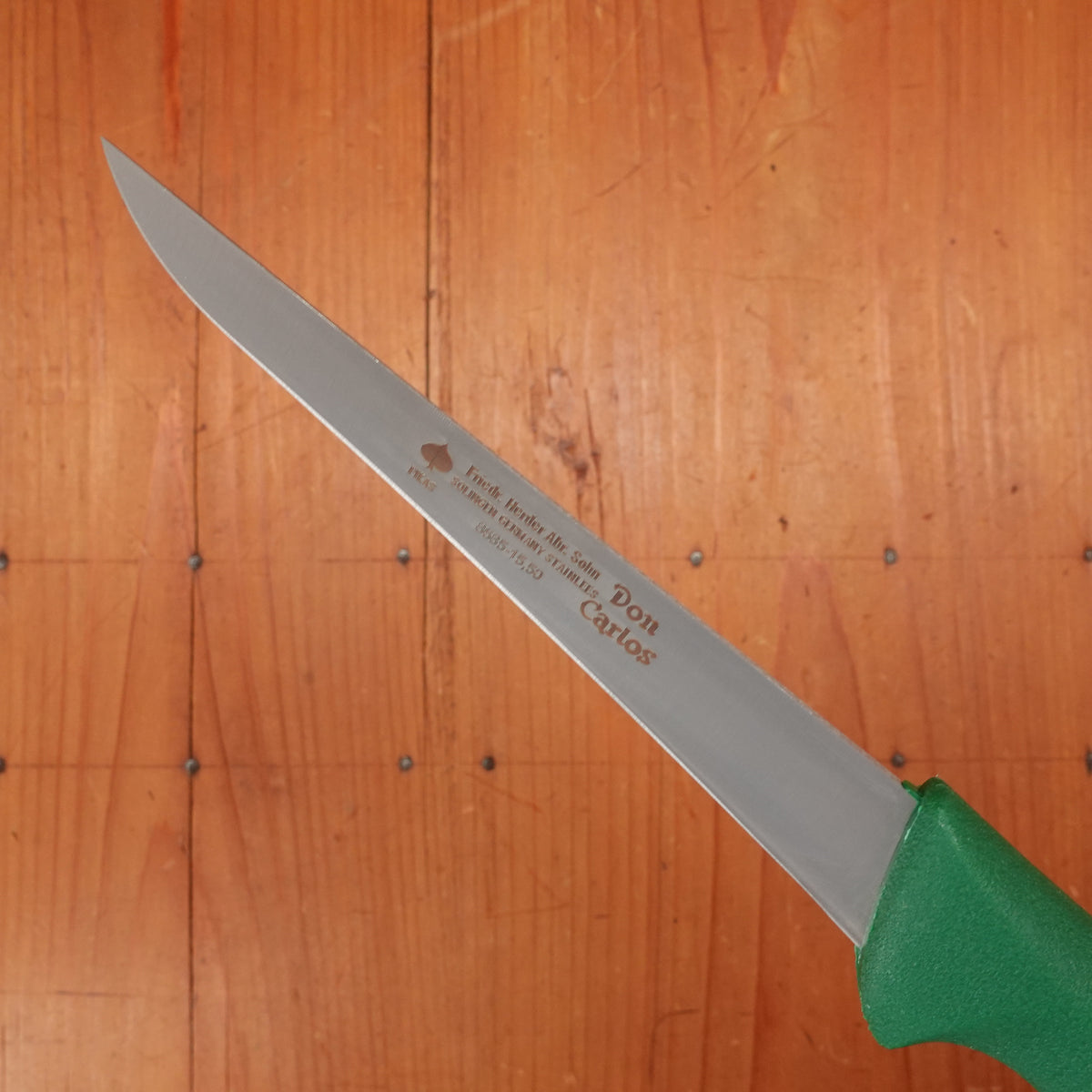 Friedr Herder Don Carlos 6” Boning Knife Straight Stiff Stainless Green