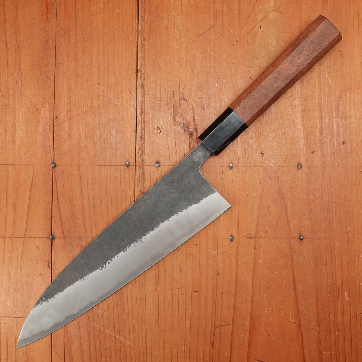 Trade In Hatsukokoro Kurokaze 210mm Gyuto Stainless Clad Shirogami 2 Walnut Handle