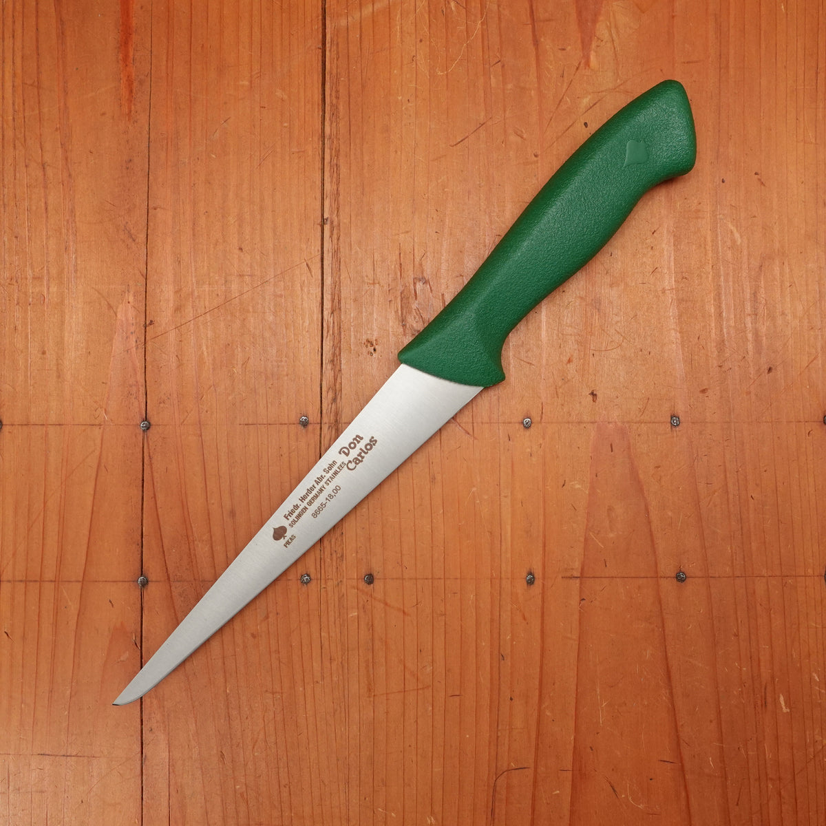 Friedr Herder Don Carlos 6.75” Boning Knife Straight Stiff Stainless Green