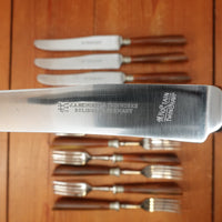 J A Henckels Set of 6 Dinner Knives & Forks Stainless Blades Nickel Plate Carbon Forks Nickel & Celluloid Solingen 1920s