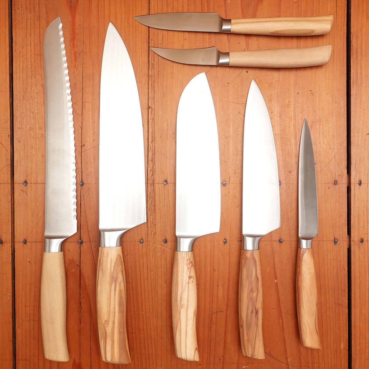 Friedr Herder Madera Forged Stainless Olive 1/2 Bolster Knife Set - 7 Pieces