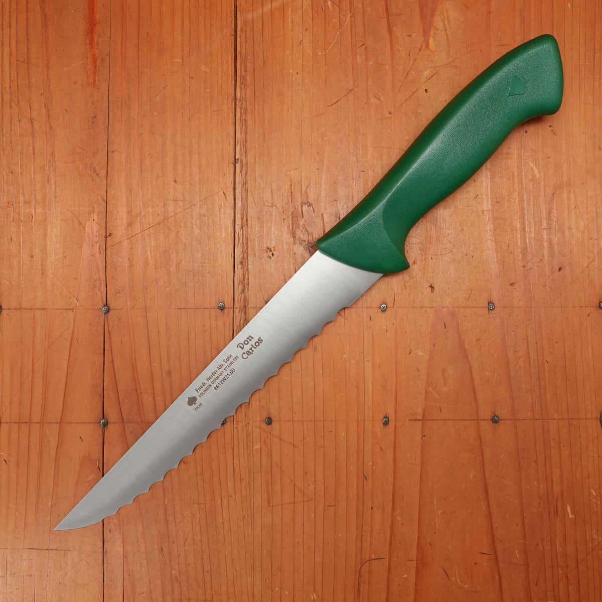 Friedr Herder Don Carlos 8.25” Serrated Butcher Utility Knife Stainless Green