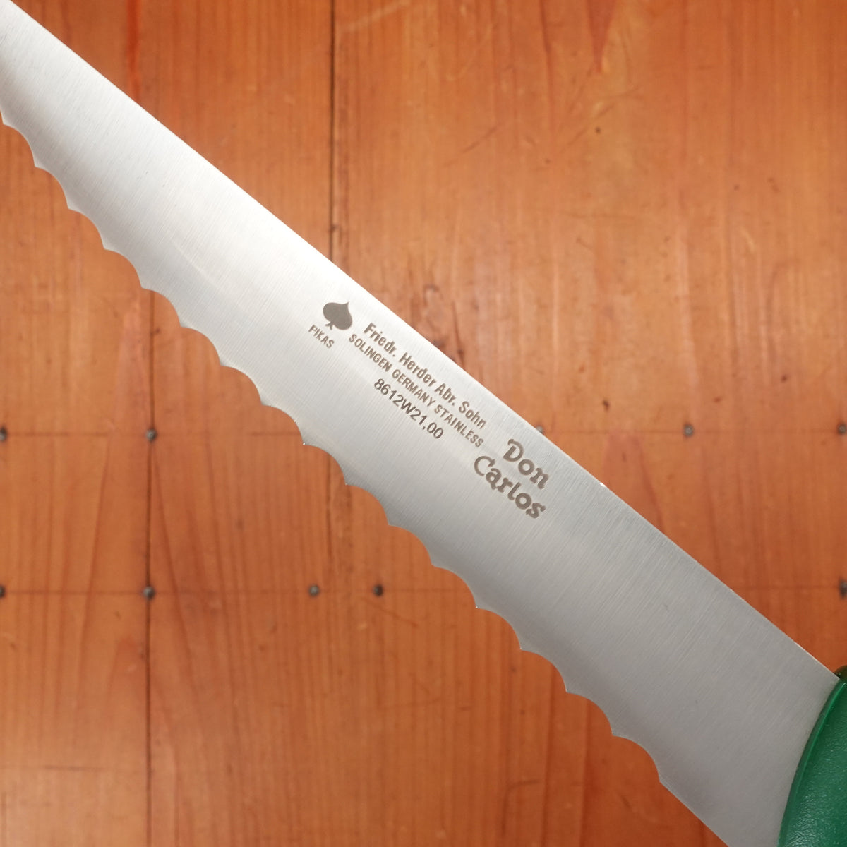 Friedr Herder Don Carlos 8.25” Serrated Butcher Utility Knife Stainless Green