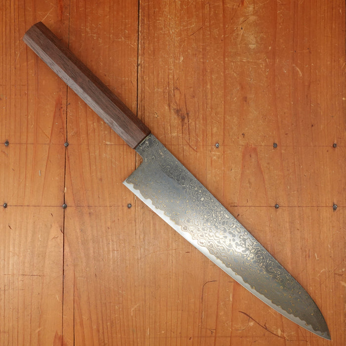 New Old Stock Konosuke Sakai Keiai NT 240mm Gyuto Stainless Black Damascus Khii Rosewood Handle