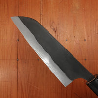 Kaji-bei 165mm Santoku Iron Clad Aogami 2 Suminagashi Kurouchi Burnt Chestnut/Horn Handle