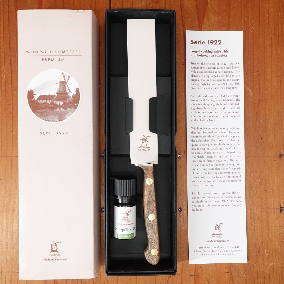 Windmühlenmesser Series 1922 4.5" Office Knife Carbon Walnut Handle