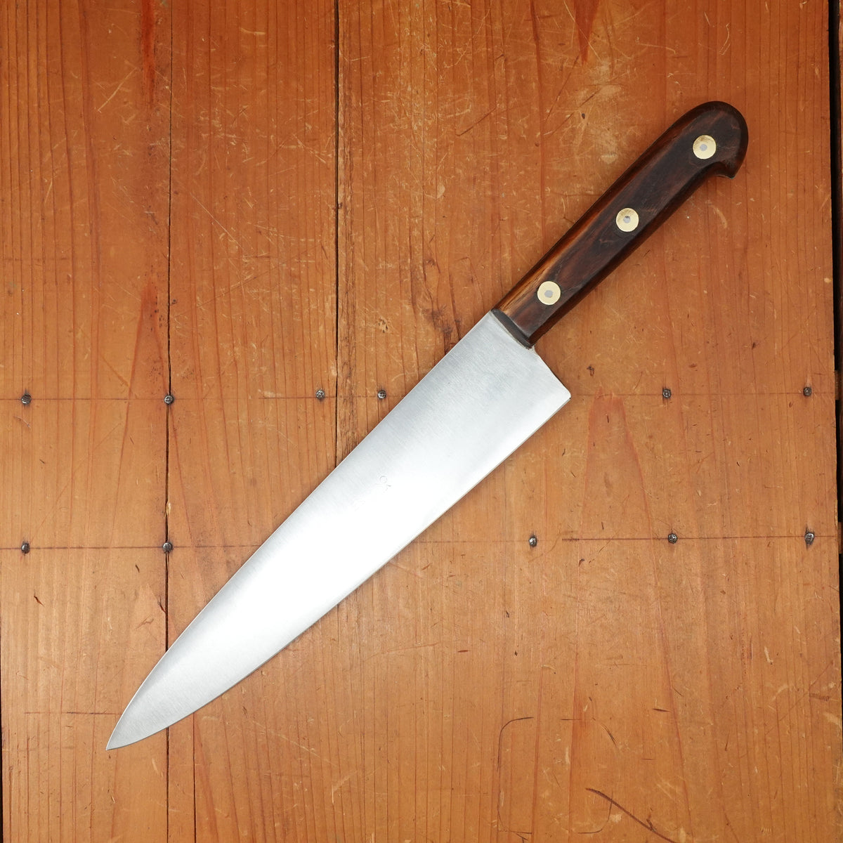 New Old Stock Pino Extra 9" Chef Knife Carbon Plum Wood Handle Maniago, Italy ~1950s 60s