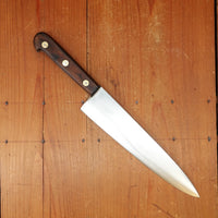 New Old Stock Pino Extra 9" Chef Knife Carbon Plum Wood Handle Maniago, Italy ~1950s 60s