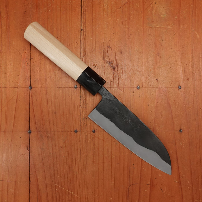 Kaji-bei 135mm Santoku Iron Clad Shirogami 2 Kurouchi Ho Wood/Horn Handle