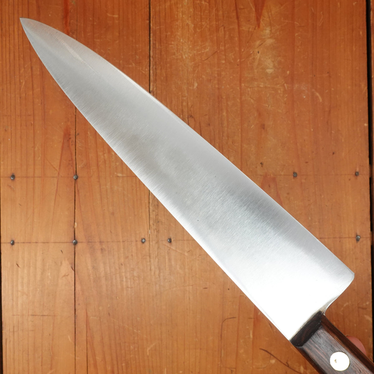 New Old Stock Pino Extra 9" Chef Knife Carbon Plum Wood Handle Maniago, Italy ~1950s 60s