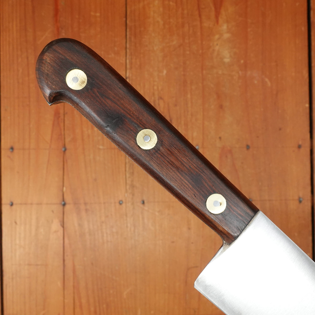 New Old Stock Pino Extra 9" Chef Knife Carbon Plum Wood Handle Maniago, Italy ~1950s 60s