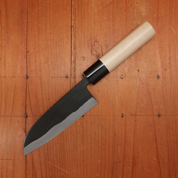 Kaji-bei 135mm Santoku Iron Clad Shirogami 2 Kurouchi Ho Wood/Horn Handle