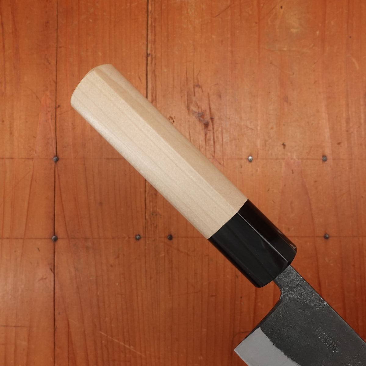 Kaji-bei 135mm Santoku Iron Clad Shirogami 2 Kurouchi Ho Wood/Horn Handle