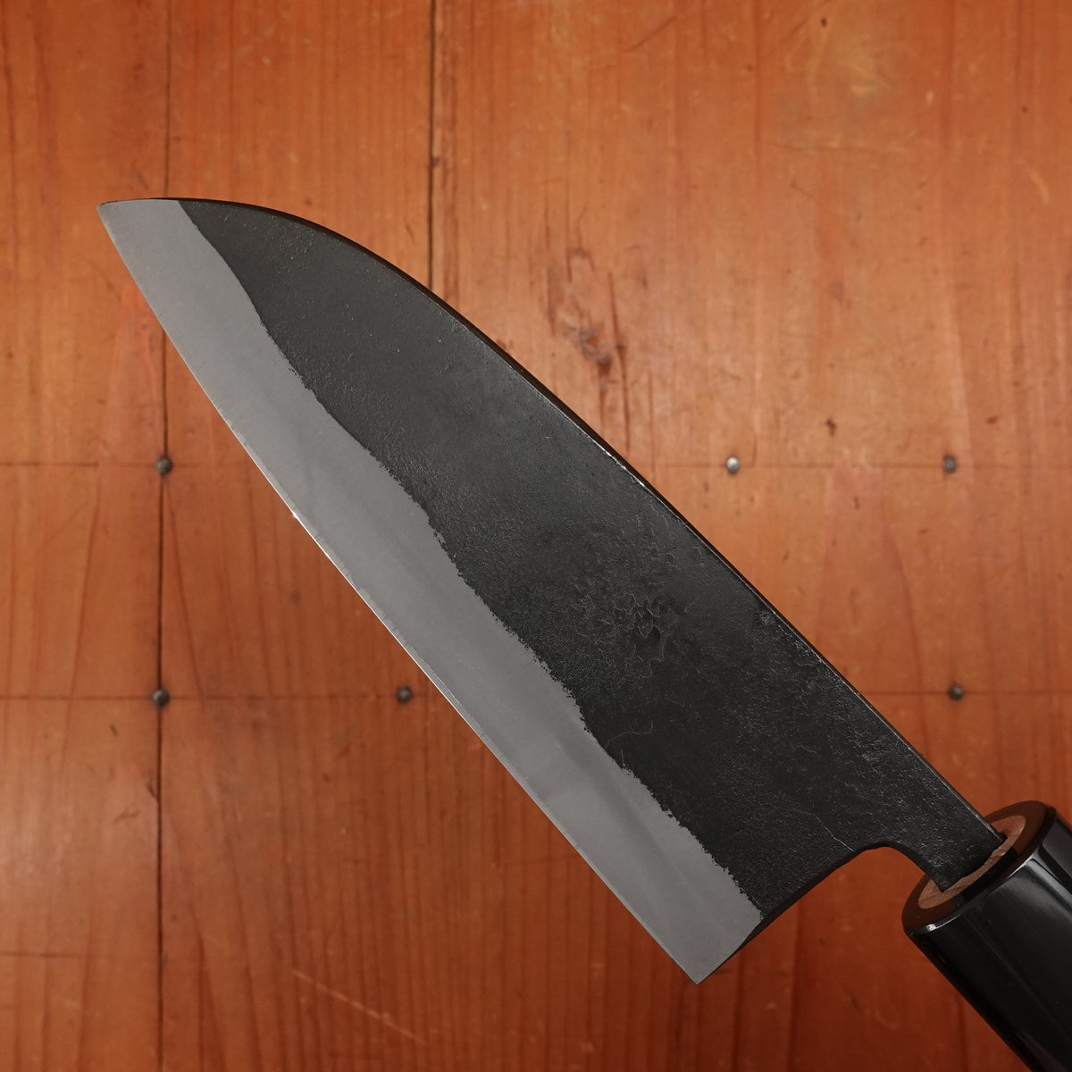 Kaji-bei 135mm Santoku Iron Clad Shirogami 2 Kurouchi Ho Wood/Horn Handle