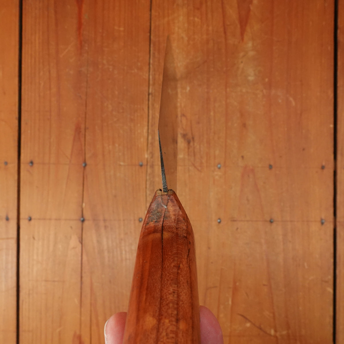 New Old Stock Pino Extra 9.5" Heavy Butcher Knife / Light Cleaver Carbon Cherry Wood Handle Maniago, Italy ~1950s 60s