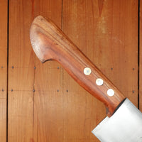 New Old Stock Pino Extra 9.5" Heavy Butcher Knife / Light Cleaver Carbon Cherry Wood Handle Maniago, Italy ~1950s 60s