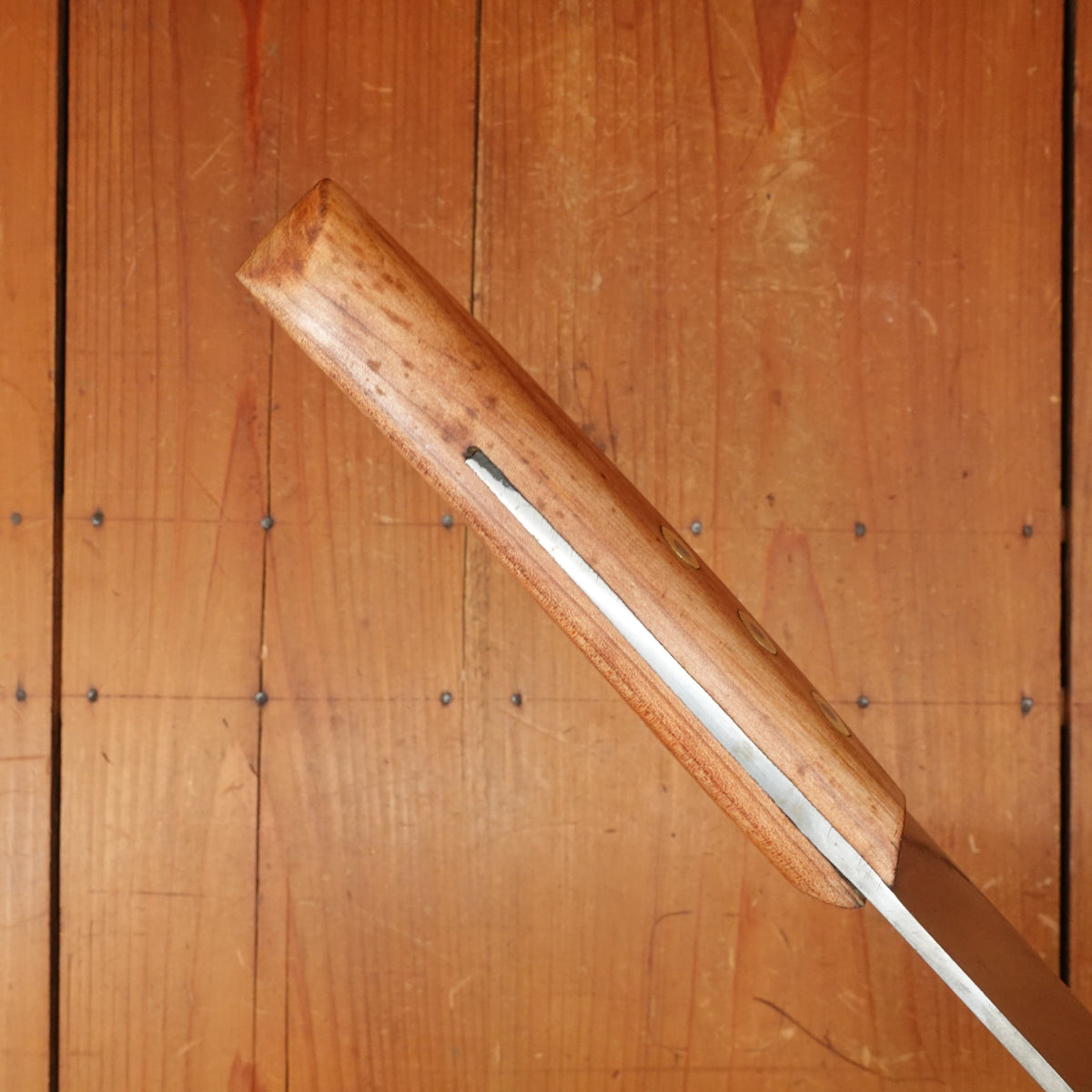 New Old Stock Pino Extra 9.5" Heavy Butcher Knife / Light Cleaver Carbon Cherry Wood Handle Maniago, Italy ~1950s 60s