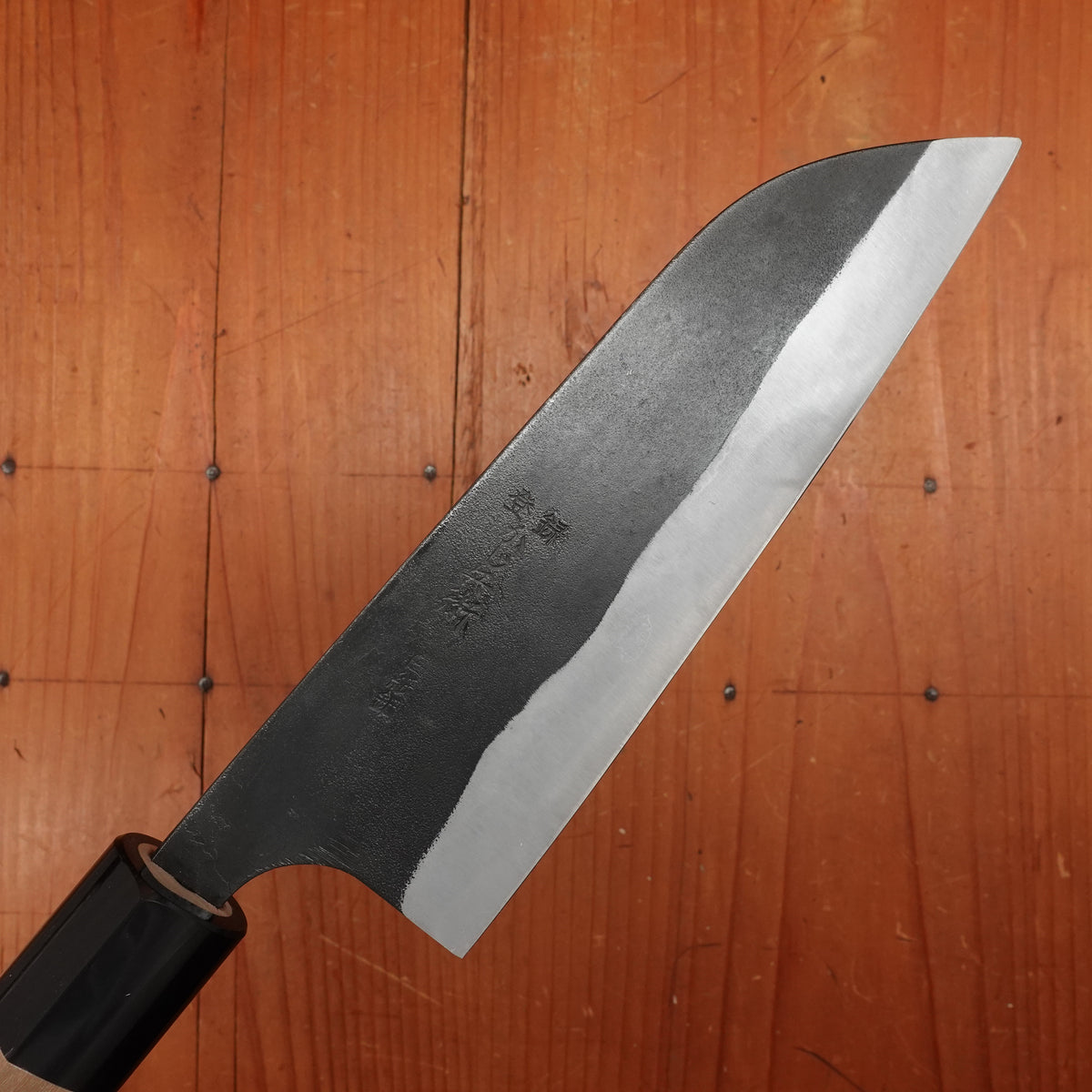 Kaji-bei 165mm Santoku Iron Clad Shirogami 2 Kurouchi Ho Wood/Horn Handle