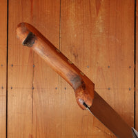 New Old Stock Pino Extra 10.5" Wide Butcher Knife Carbon Cherry Wood Handle Maniago, Italy ~1950s 60s